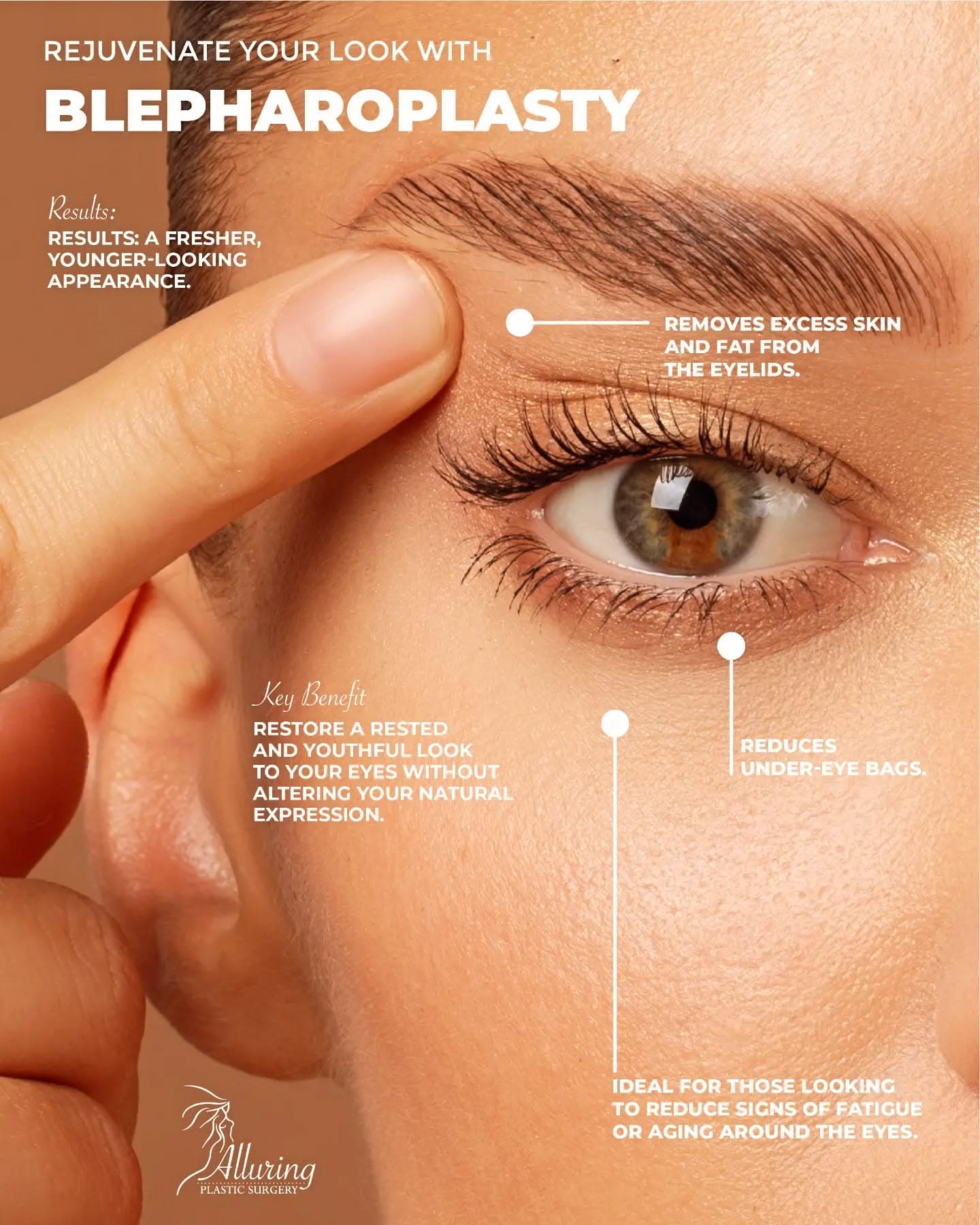 Brighten up your look! 👀✨
Blepharoplasty can help you refresh tired eyes and reduce puffiness for a