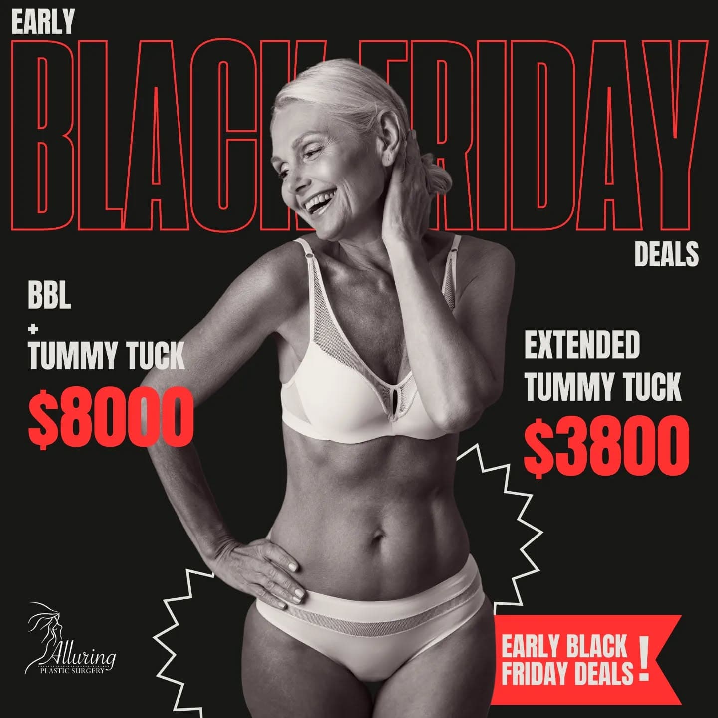 ⚫⏰ Early Black Friday season is here for you!⚫

Alluring Plastic Surgery is bringing:
✨ Exclusive sp