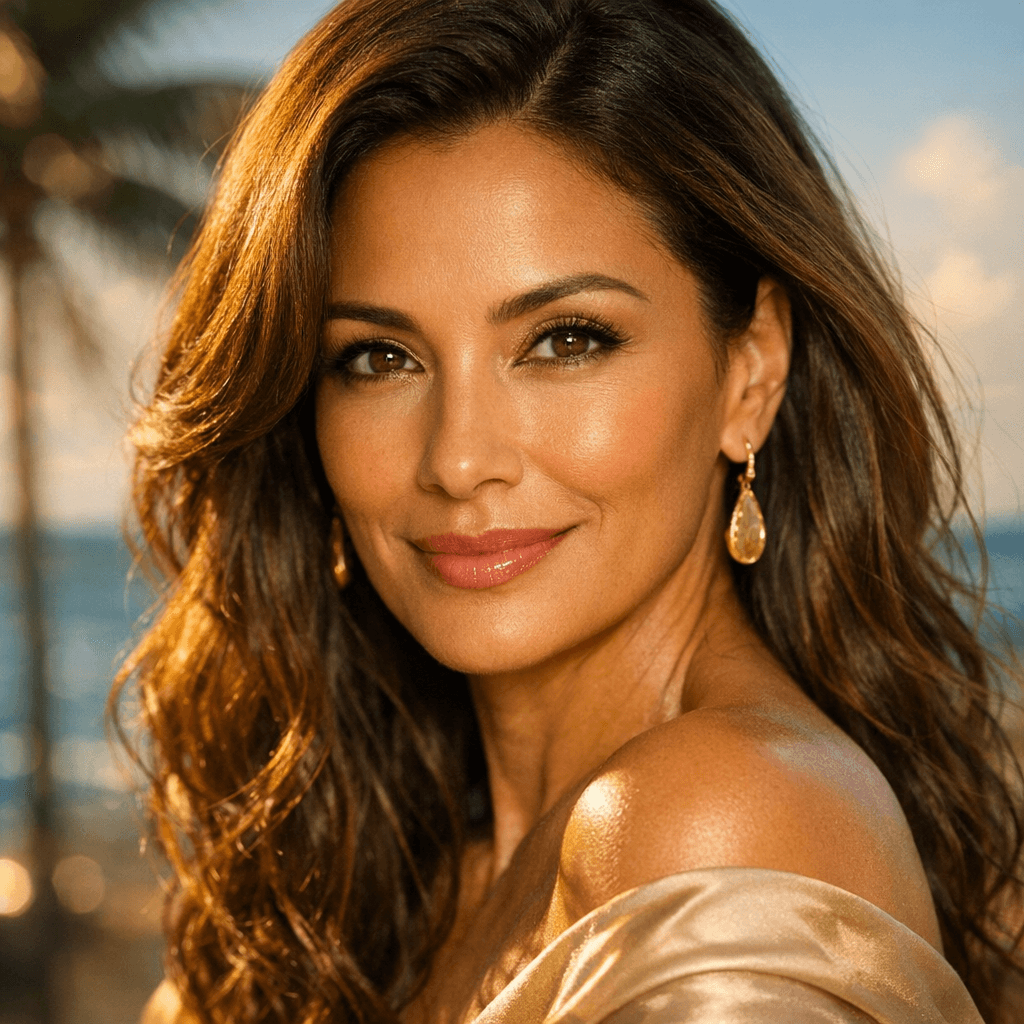 Elegant close-up portrait of a confident woman showcasing natural, refreshed eyes post-blepharoplasty in luxurious Miami style