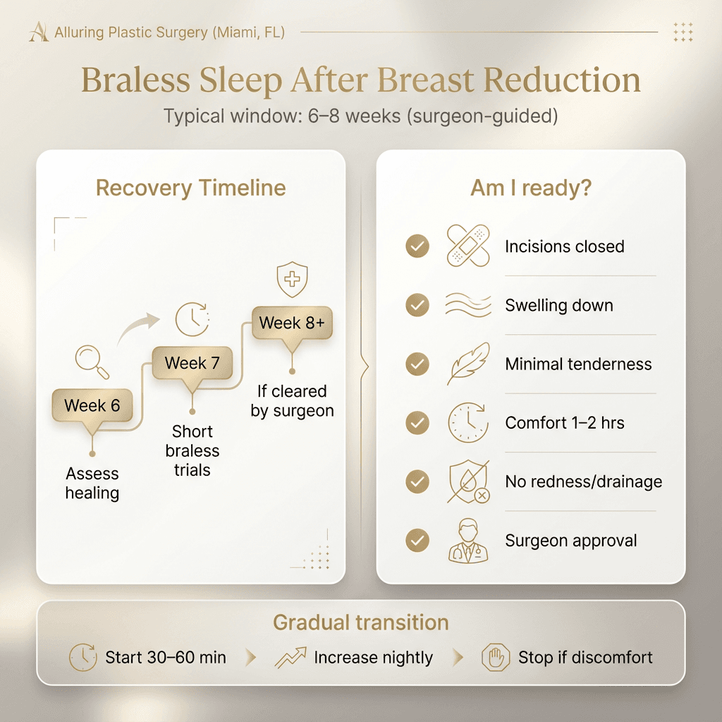 “Am I ready?” visual checklist: healed incisions, reduced swelling, comfort for short periods, surgeon approval; include “gradual transition” suggestions.