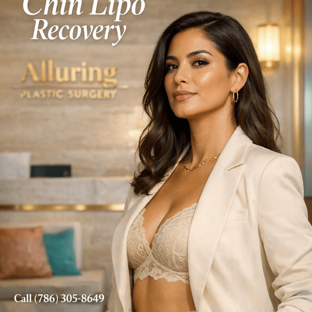 Elegant clinic interior or surgeon team portrait in a refined Miami aesthetic (stone tones, gold accents), with a confident, professional tone.